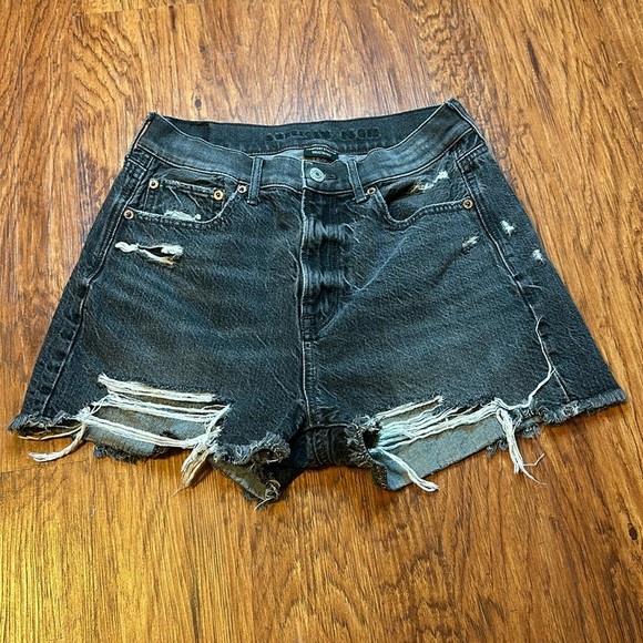 American Eagle Outfitters Pants - American Eagle High-Rise Distressed Jean Shorts Black Size 4 Comfort Stretch